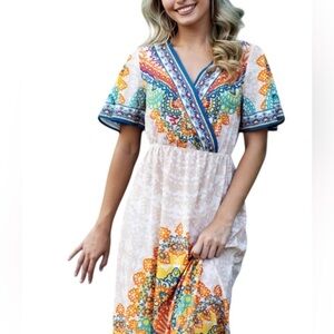 Flying Tomato MulticolorV-Neck  Maxi Dress S